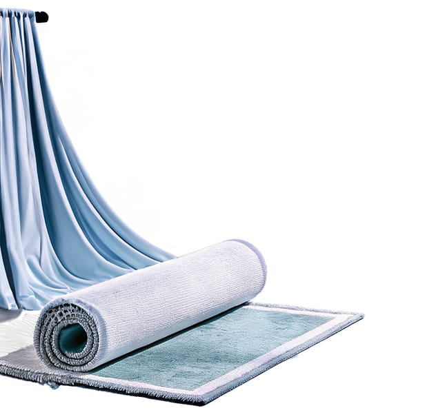 שטיח מגולגל לאחר ניקוי